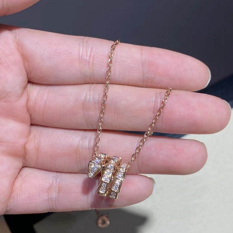[Kincade Jewelrys]SERPENTI PINK GOLD NECKLACE DOUBLE RING DIAMOND