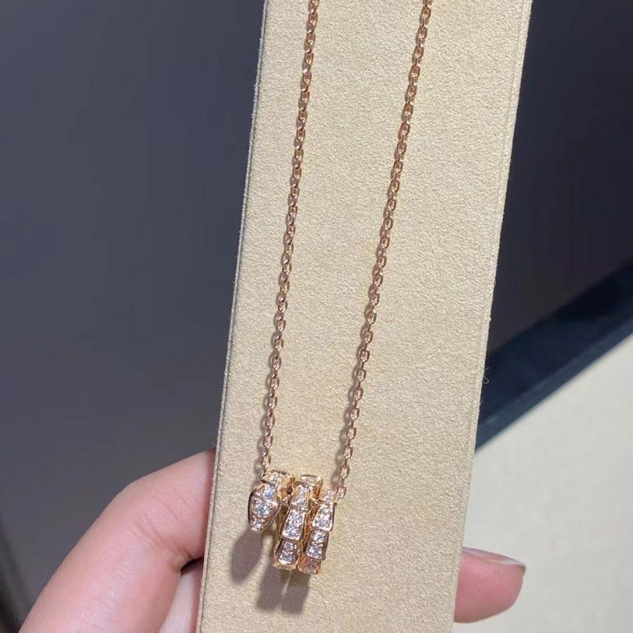 [Kincade Jewelrys]SERPENTI PINK GOLD NECKLACE DOUBLE RING DIAMOND