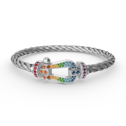 [Kincade Jewelrys]FORC LARGE HORSESHOE  COLORED DIAMOND BRACELET SILVER