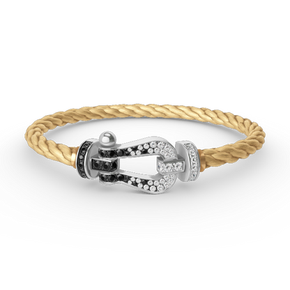 [Kincade Jewelrys]FORCE LARGE HORSESHOE BLACK WHITE DIAMOND BRACELET SILVER