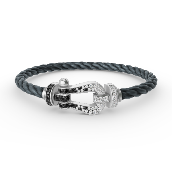 [Kincade Jewelrys]FORCE LARGE HORSESHOE BLACK WHITE DIAMOND BRACELET SILVER