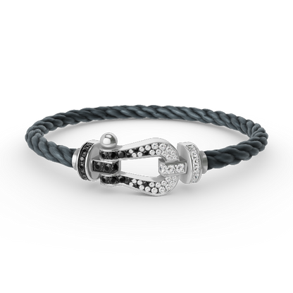 [Kincade Jewelrys]FORCE LARGE HORSESHOE BLACK WHITE DIAMOND BRACELET SILVER
