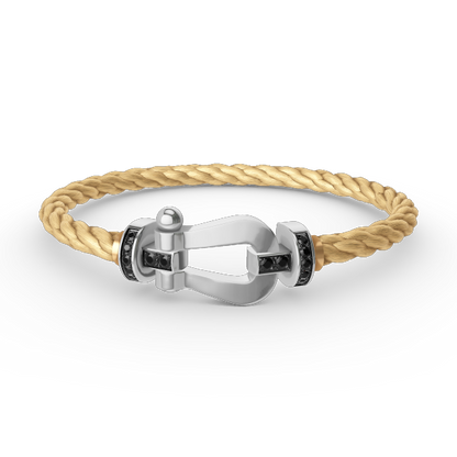 [Kincade Jewelrys]FORCE LARGE HORSESHOE BLACK DIAMOND BRACELET SILVER