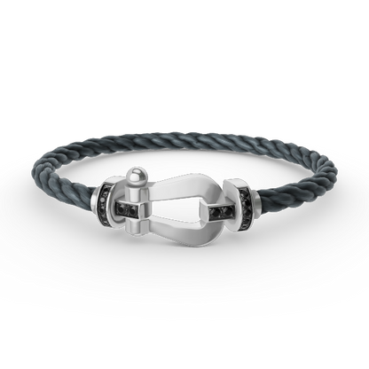 [Kincade Jewelrys]FORCE LARGE HORSESHOE BLACK DIAMOND BRACELET SILVER
