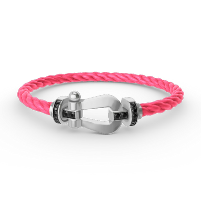 [Kincade Jewelrys]FORCE LARGE HORSESHOE BLACK DIAMOND BRACELET SILVER