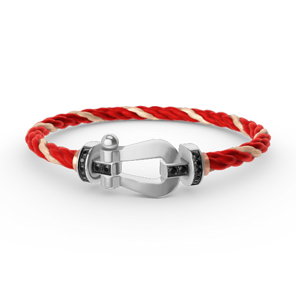 [Kincade Jewelrys]FORCE LARGE HORSESHOE BLACK DIAMOND BRACELET SILVER