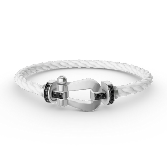 [Kincade Jewelrys]FORCE LARGE HORSESHOE BLACK DIAMOND BRACELET SILVER