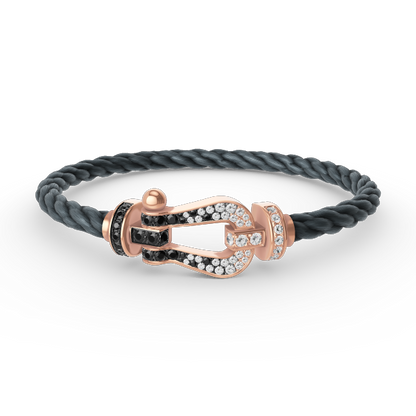 [Kincade Jewelrys]FORCE LARGE HORSESHOE BLACK WHITE DIAMOND BRACELET ROSE GOLD