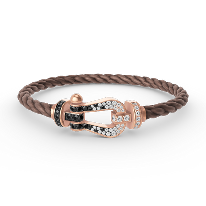 [Kincade Jewelrys]FORCE LARGE HORSESHOE BLACK WHITE DIAMOND BRACELET ROSE GOLD