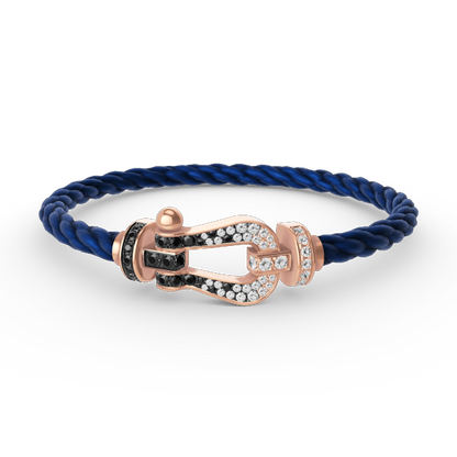 [Kincade Jewelrys]FORCE LARGE HORSESHOE BLACK WHITE DIAMOND BRACELET ROSE GOLD