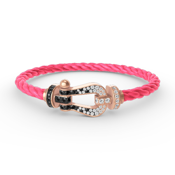 [Kincade Jewelrys]FORCE LARGE HORSESHOE BLACK WHITE DIAMOND BRACELET ROSE GOLD