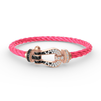 [Kincade Jewelrys]FORCE LARGE HORSESHOE BLACK WHITE DIAMOND BRACELET ROSE GOLD