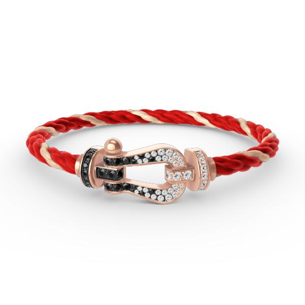 [Kincade Jewelrys]FORCE LARGE HORSESHOE BLACK WHITE DIAMOND BRACELET ROSE GOLD