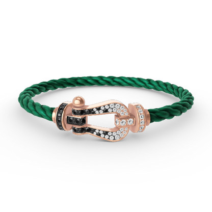 [Kincade Jewelrys]FORCE LARGE HORSESHOE BLACK WHITE DIAMOND BRACELET ROSE GOLD