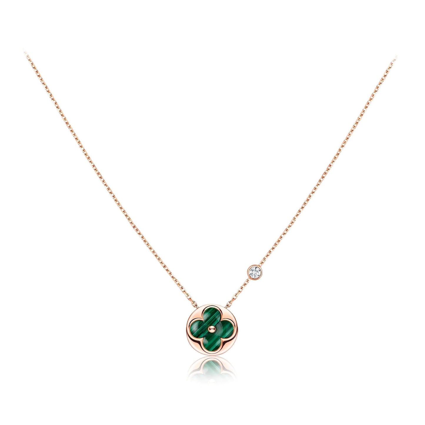 [Kincade Jewelrys]SUN PEDANT PINK GOLD 1 DIAMOND NECKLACE