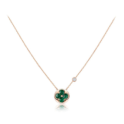 [Kincade Jewelrys]SUN PEDANT PINK GOLD 1 DIAMOND NECKLACE