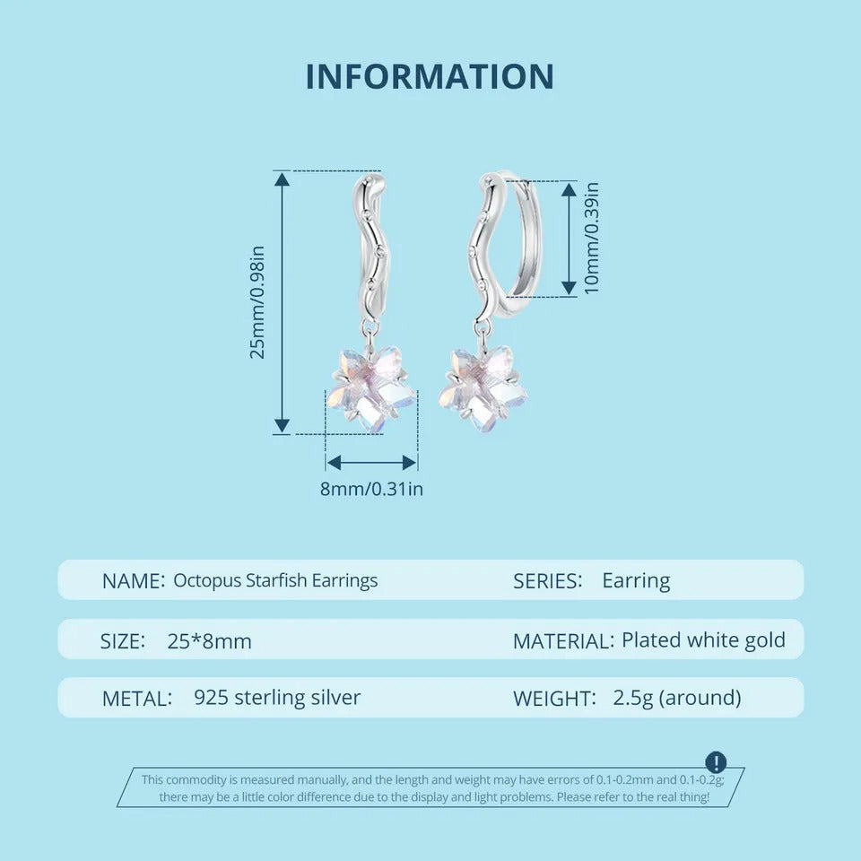 Boucles d'oreilles délicates plaquées or hypoallergéniques en forme de pieuvre et d'étoile de mer, cadeau idéal
