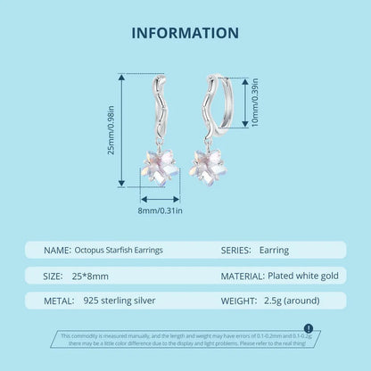 Boucles d'oreilles délicates plaquées or hypoallergéniques en forme de pieuvre et d'étoile de mer, cadeau idéal