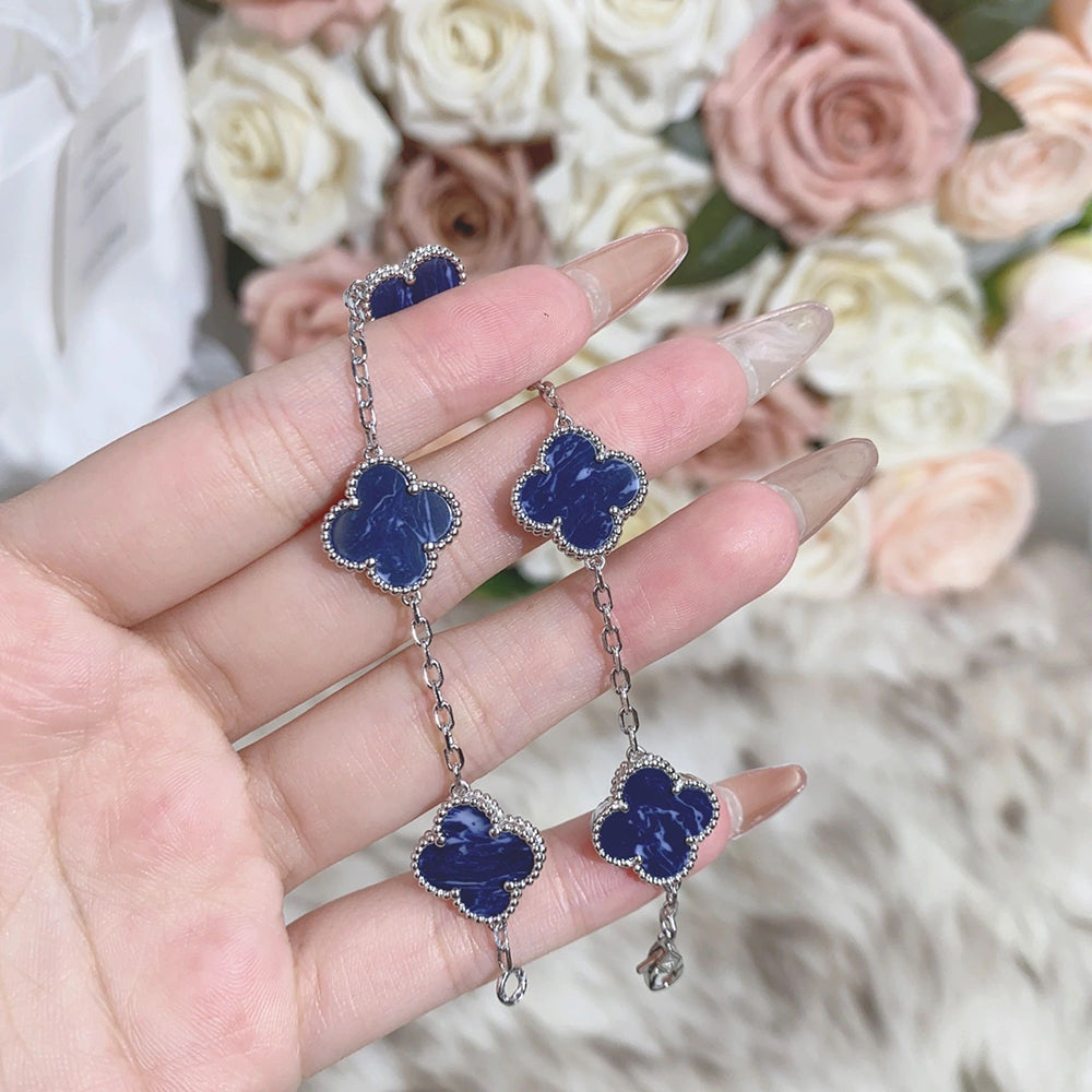 [Kincade Jewelrys]CLOVER 5 MOTIF PIETERSITE SILVER BRACELET