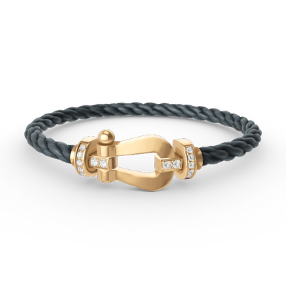 [Kincade Jewelrys]FORCE LARGE HORSESHOE HALF DIAMOND BRACELET GOLD