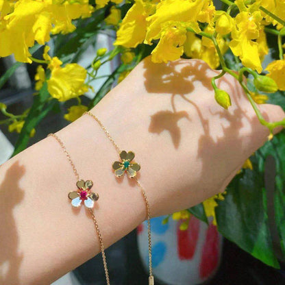 [Kincade Jewelrys]FRIVOLE GOLD FLOWER PINK MALACHITE BRACELET