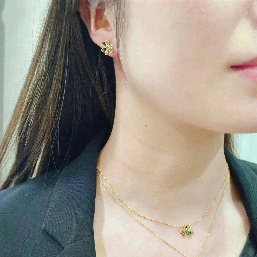 [Kincade Jewelrys]FRIVOLE  FLOWER MALACHITE EARRINGS