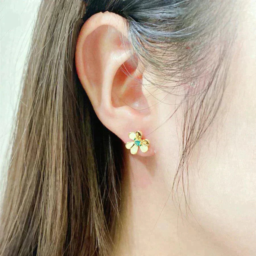 [Kincade Jewelrys]FRIVOLE  FLOWER MALACHITE EARRINGS