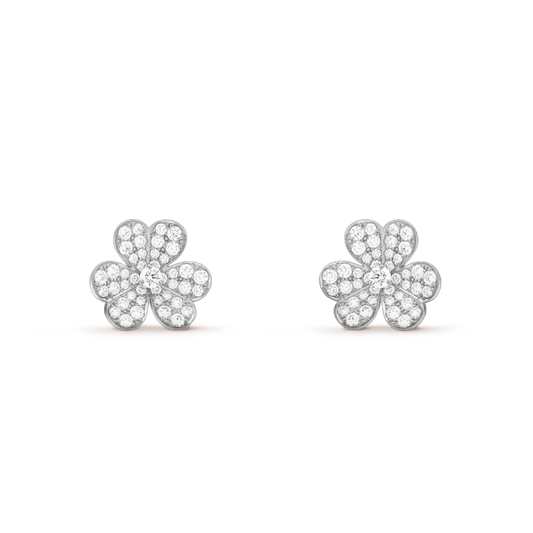 [Kincade Jewelrys]FRIVOLE SILVER FLOWER DIAMOND EARRINGS