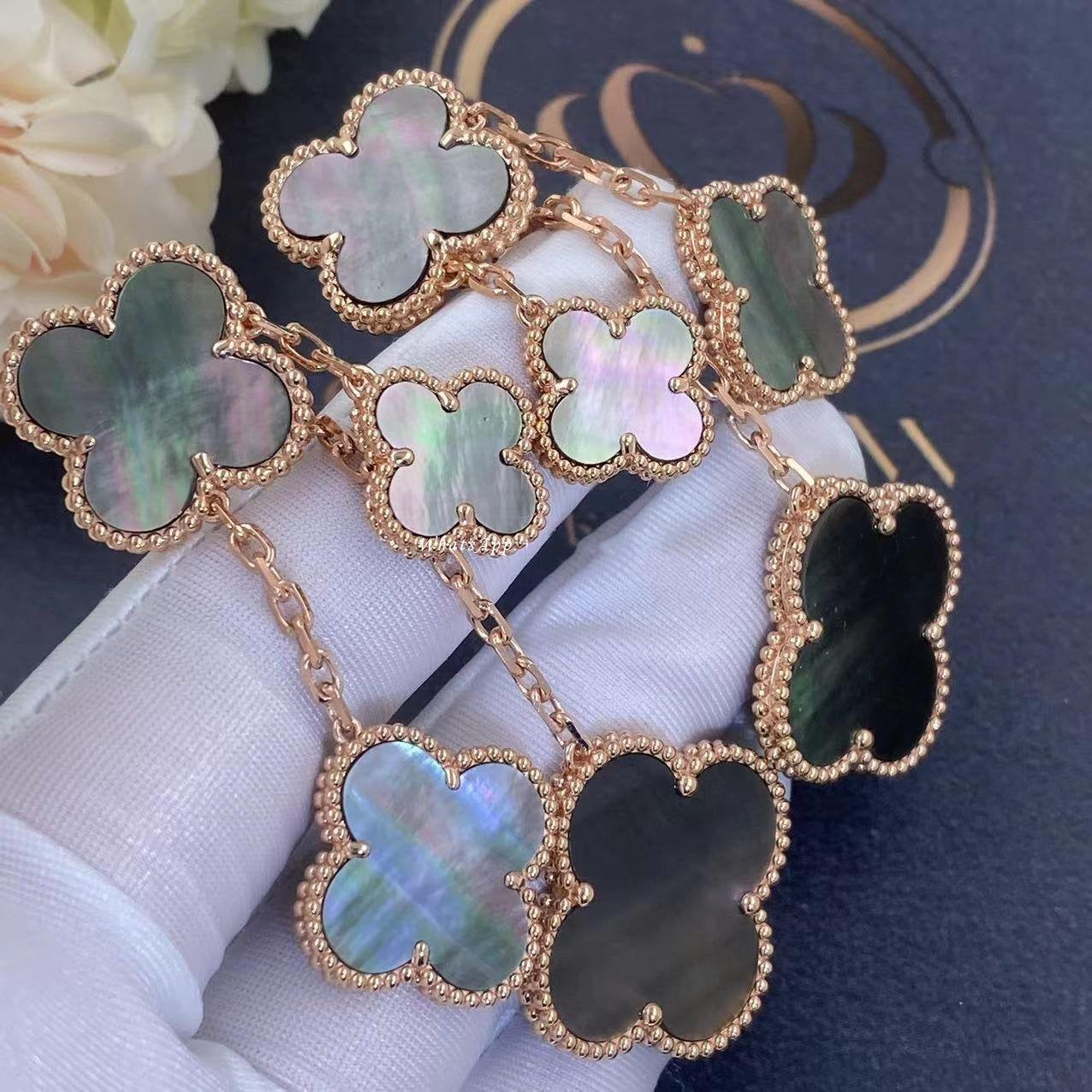 [Kincade Jewelrys]CLOVER EARRINGS DARK MOP 4 MOTIFS ROSE GOLD