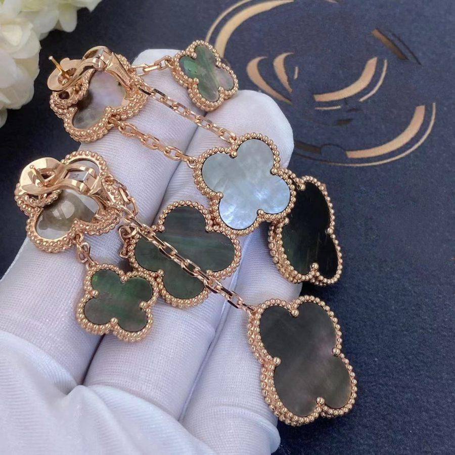 [Kincade Jewelrys]CLOVER EARRINGS DARK MOP 4 MOTIFS ROSE GOLD