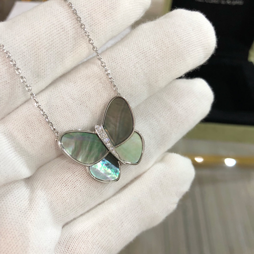 [Kincade Jewelrys]LARGE BUTTERFLY SILVER PENDANT DIAMOND NECKLACE