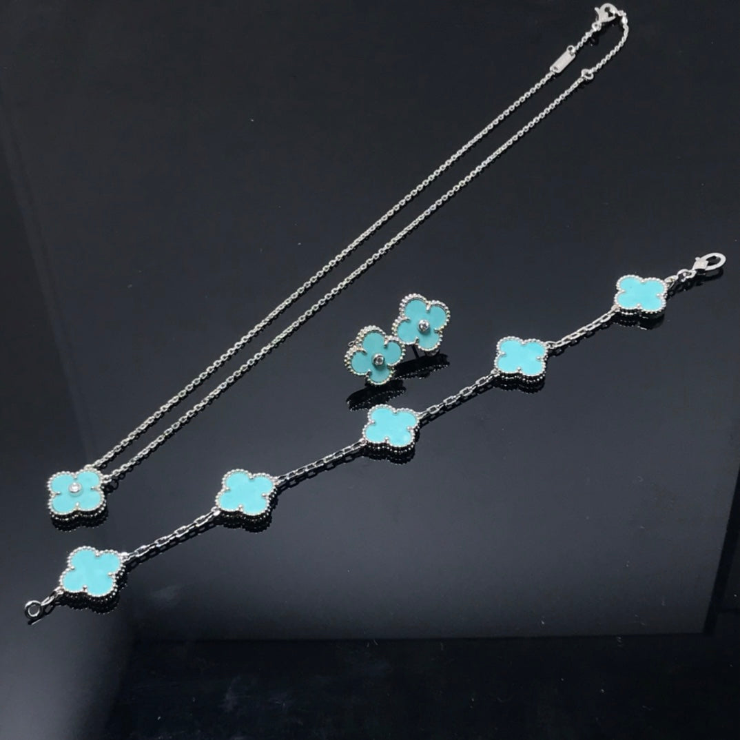 [Kincade Jewelrys]CLOVER 1 DIAMOND BLUE SKY SILVER EARRINGS