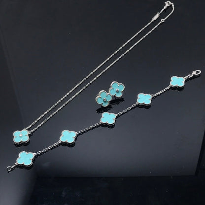 [Kincade Jewelrys]CLOVER 1 DIAMOND BLUE SKY SILVER EARRINGS