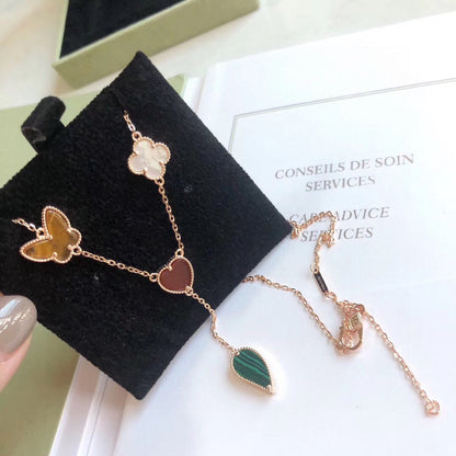 [Kincade Jewelrys]LUCKY SPRING 4 MOTIFS ROSE GOLD NECKLACE