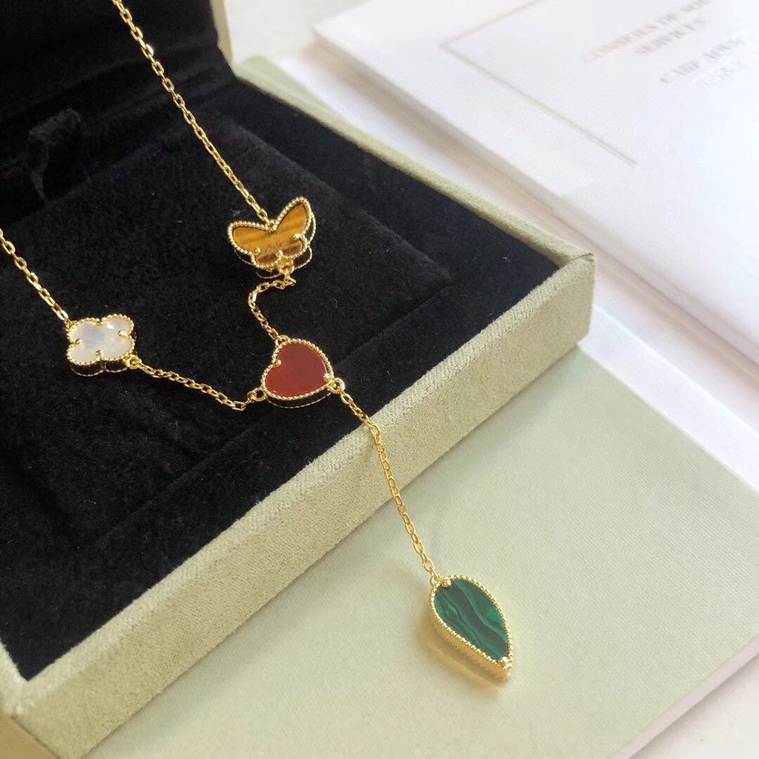 [Kincade Jewelrys]LUCKY SPRING 4 MOTIFS ROSE GOLD NECKLACE