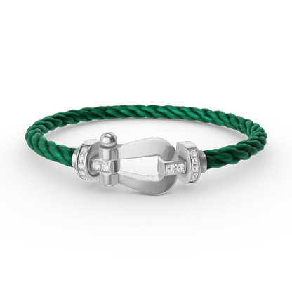 [Kincade Jewelrys]FORCE LARGE HORSESHOE HALF DIAMOND BRACELET SILVER