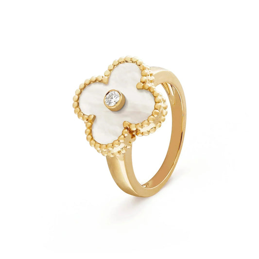 [Kincade Jewelrys]CLOVER PINK MOP RING GOLD DIAMOND